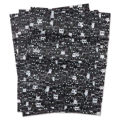 DecoPatch Decorative Papers - Black/White Cats, Pkg of 3, fanned out