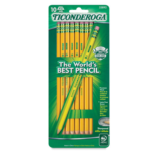 Dixon Ticonderoga Pencils - Set of 10, Pre-Sharpened