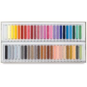 Holbein Artists' Soft Pastel Set - Set of 48 Portrait Colors shown open in package trays
