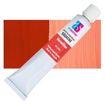 Open in modal - Art Spectrum Artists' Gouache - Vermilion, 22.5 ml tube and swatch