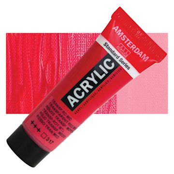 Open in modal - Amsterdam Standard Series Acrylic - Transparent Red Medium, 20 ml Tube and swatch
