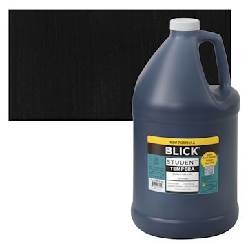 Open in modal - Blick Student Tempera Paint - Black, 128 oz bottle and swatch