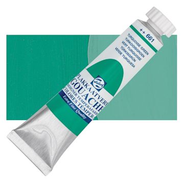 Open in modal - Royal Talens Gouache - Turquoise Green, 20 ml tube and swatch