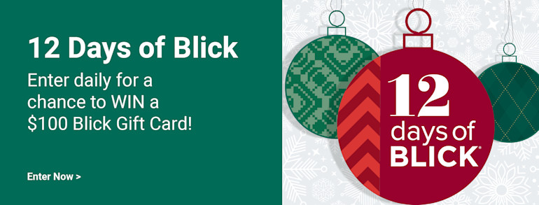 12 Days of Blick. Enter daily for a chance to win a $100 Blick Gift Card! Enter now.