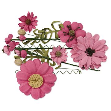 Open in modal - Little Birdie Heleen Paper Flowers - Precious Pink, Pkg of 12 - out of packaging