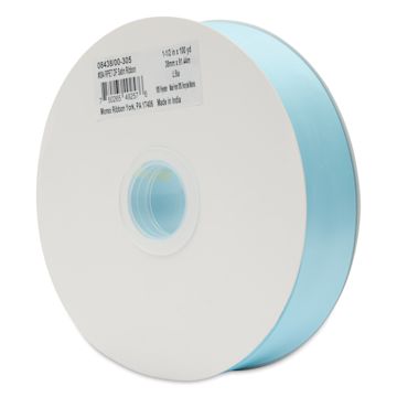 Open in modal - Morex Recycled Double Faced Satin Ribbon - Light Blue, 1-1/2" x 100 yd, at an angle