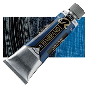 Open in modal - Rembrandt Artists' Oil Color - Prussian Blue, 150 ml tube and swatch