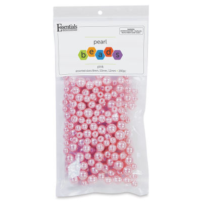 Essentials by Leisure Arts Plastic Pearls - Pink, Package of 200, Assorted Sizes
