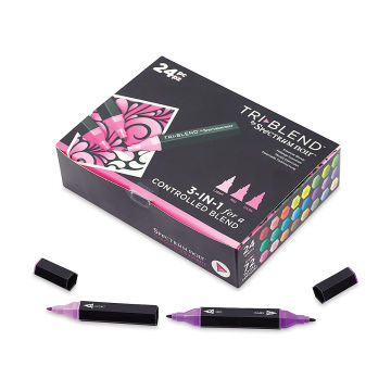 Spectrum Noir TriBlend Markers - 24 pc Essential Blend package shown with one marker out and open