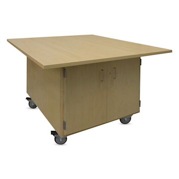 Open in modal - Hann Art and Printmaking Workstation - Maple Laminate Top, 2-Door cabinet side with Casters