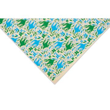 Open in modal - Lokta Paper - Doves, Turquoise/Cream, 20" x 30", corner of sheet