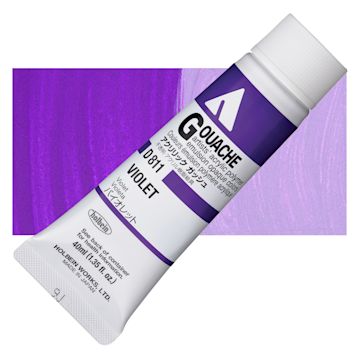 Open in modal - Holbein Acrylic Gouache - Violet, 40 ml tube and swatch