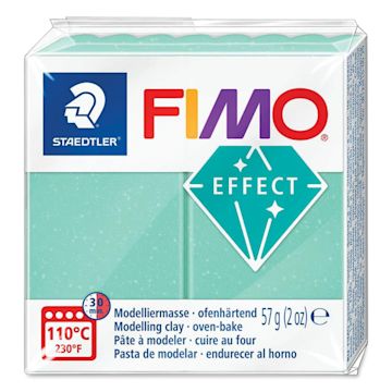 Open in modal - Staedtler Fimo Glitter Effect Polymer Clay - 2 oz, Jade Green Gem - front of packaging