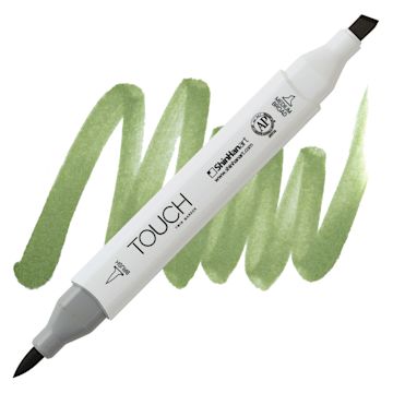 Open in modal - ShinHan Touch Twin Brush Marker - Sap Green GY235 marker and swatch