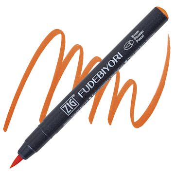 Open in modal - Zig Fudebiyori Brush Pen - Orange pen and swatch