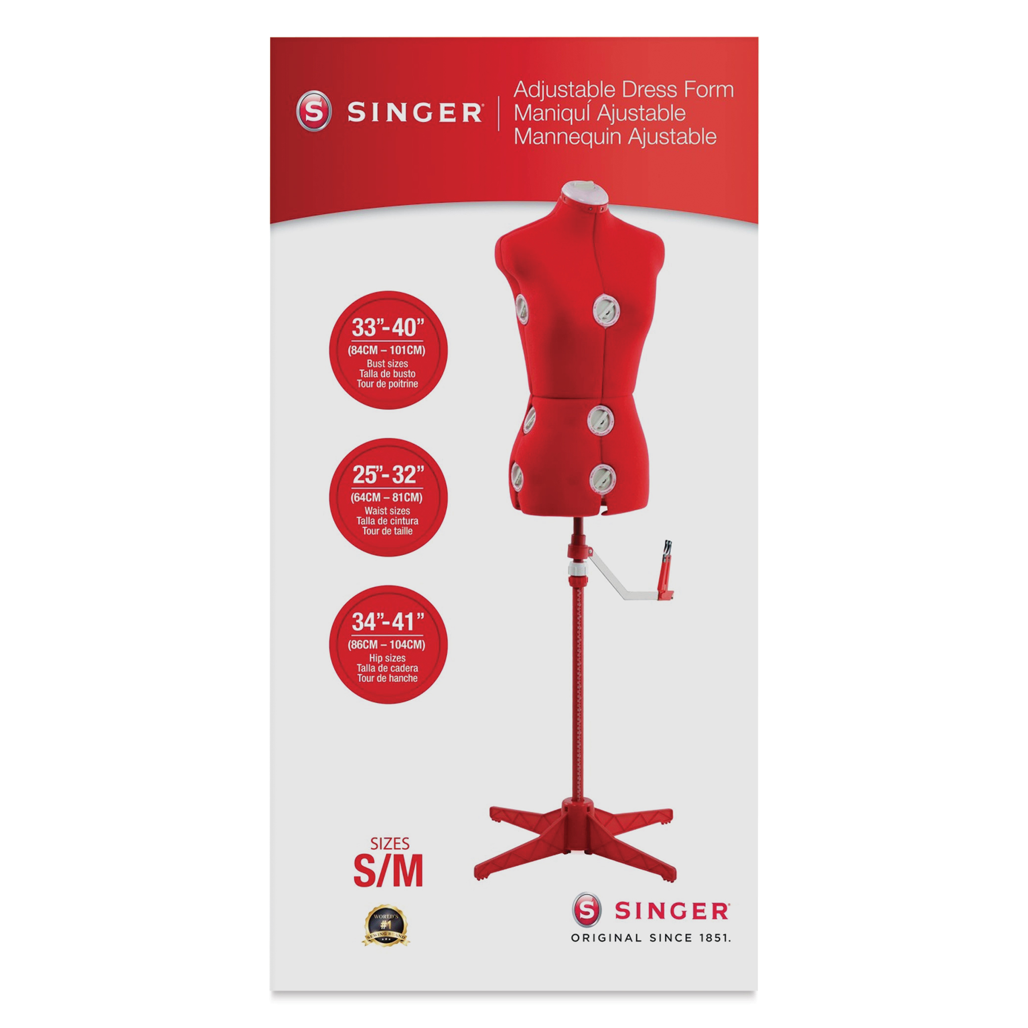 Singer Red Adjustable Dress Form - Small/Medium (Size 10-16) #DF150SM_RD -  150