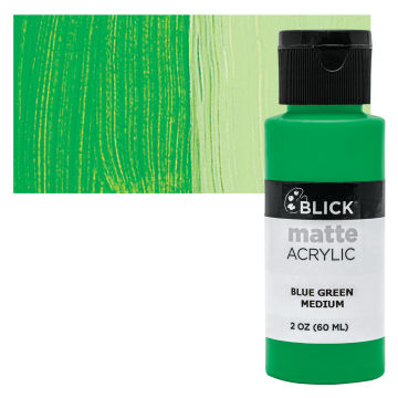 Open in modal - Blick Matte Acrylic - Blue Green Medium, 2 oz bottle and swatch