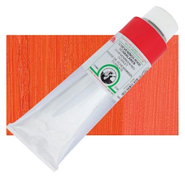 Open in modal - Old Holland Classic Oil Color - Scheveningen Red Scarlet, 225 ml tube and swatch