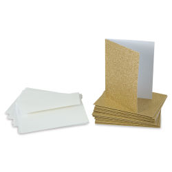 Paper Accents Glitter Card and Envelope Set - Light Gold, Pkg of 12