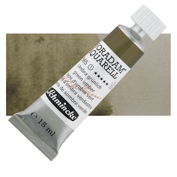 Open in modal - Schmincke Horadam Aquarell Artist Watercolor - Green Umber, 15 ml tube and swatch