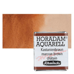 Schmincke Horadam Aquarell Artist Watercolor - Maroon Brown, Half Pan with Swatch