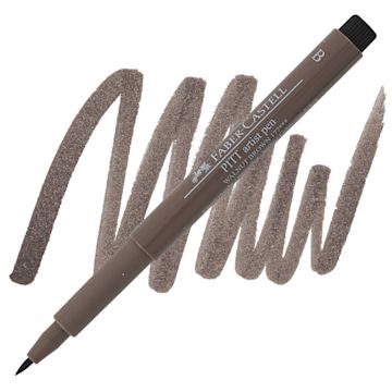 Open in modal - Faber-Castell Pitt Artist Pen - Walnut Brown, Brush Nib pen and swatch