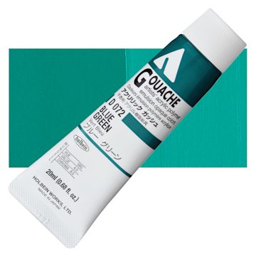 Open in modal - Holbein Acrylic Gouache - Blue Green, 20 ml tube and swatch