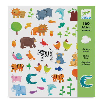 Djeco Sticker Sheets - Animals, Pkg of 2 Sheets (front of package)