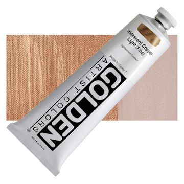 Open in modal - Golden Heavy Body Artist Acrylic - Iridescent Copper Light (Fine), 5 oz tube and swatch