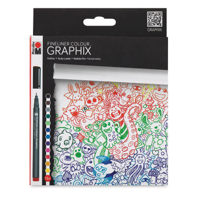 
Marabu Fineliner Graphix Pens, Set of 12-Doodle Supreme  Outside of Package