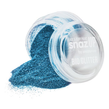 Snazaroo Face & Body Bio Glitter - Sky Blue, Fine, 5 g (Glitter spilling out of jar)