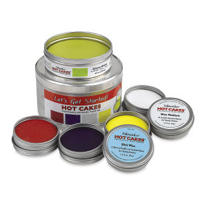 Hot Cakes Encaustic Wax Paint Set - Introductory Set of 6 colors shown with package