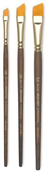 Blick Studio Decorative Brushes - Set of 3 Angular brushes upright
