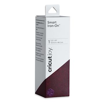 Open in modal - Cricut Joy Smart Iron-On - Glitter Eggplant, 5-1/2" x 19", Roll (In packaging)