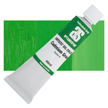 Open in modal - Art Spectrum Artists' Oil Paint - Cadmium Green, 40 ml tube and swatch
