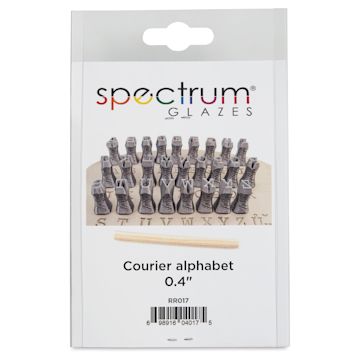 Open in modal - Spectrum Stamps - Courier Alphabet, Uppercase, Set of 27 - front of packaging