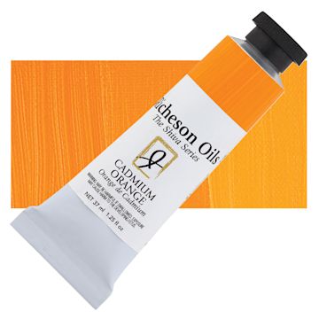 Open in modal - Shiva Signature Artist Oil Color - Cadmium Orange, 1.25 oz Tube and swatch