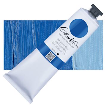 Open in modal - Gamblin Artist's Oil Color - Cerulean Blue, 150 ml tube and swatch