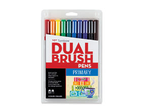 21334-1119-TOMBOW DUAL BRSH PEN-PRIMARY 10SET