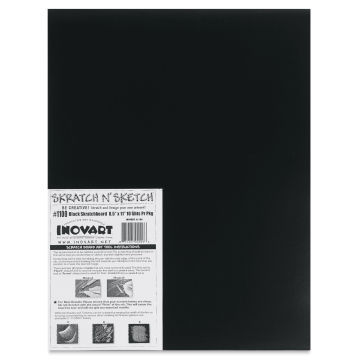 Inovart Skratch N' Sketch Scratchboards - 8-1/2" x 11", one scratchboard with label