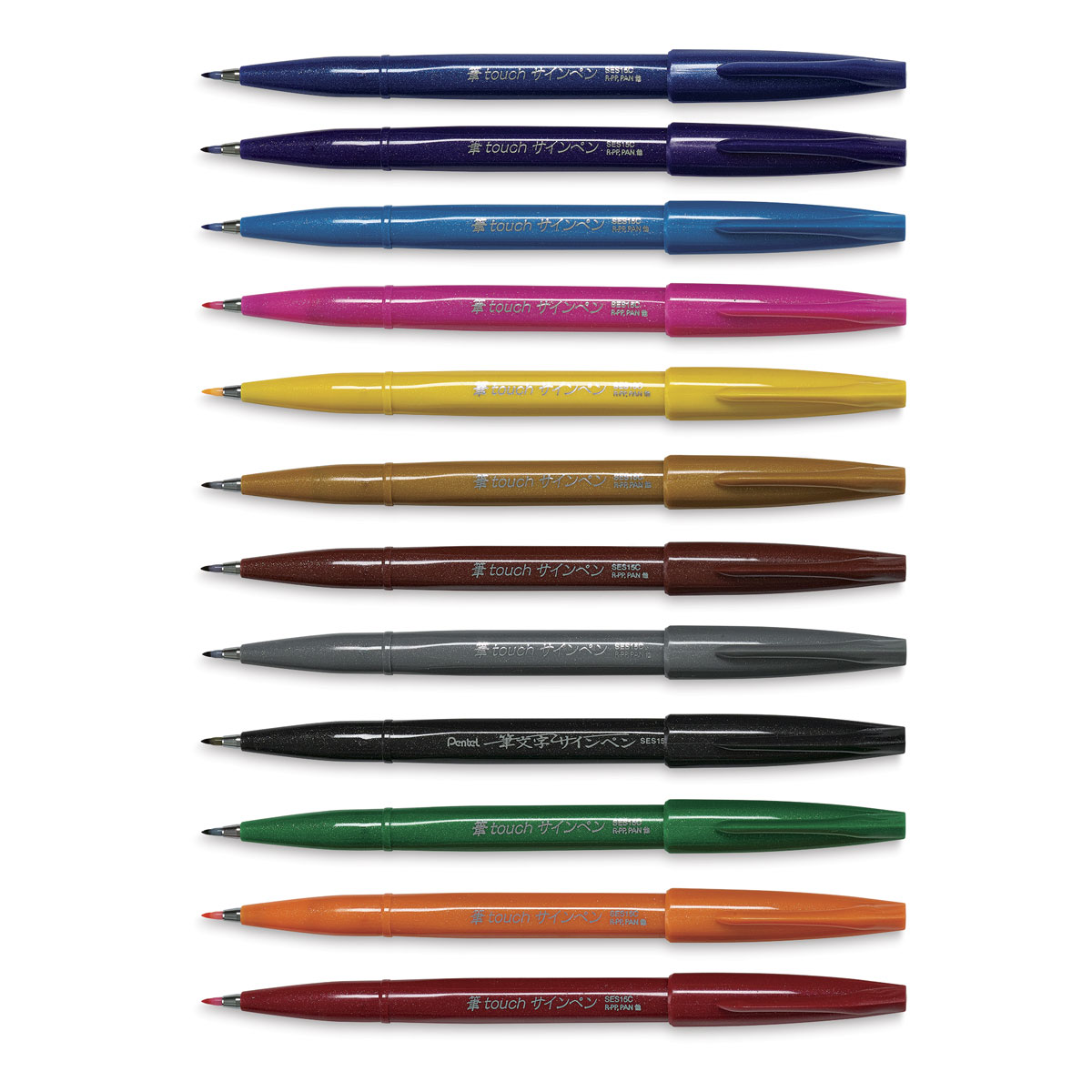 Pentel Arts Brush Tip Sign Pen - Set of 12