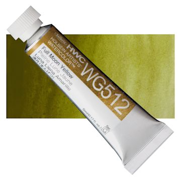 Open in modal - Holbein Artists' Watercolor - Full Moon Yellow, 5 ml tube and swatch