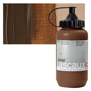 Open in modal - Lascaux Artist Acrylic - Transoxide Brown, 390 ml Tube and swatch