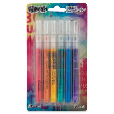 Ranger Dylusions Paint Pens - Front of 6 pc Blister package of Basic Colors
