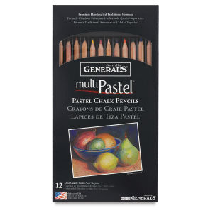 Pastel Chalk Pencil Set - Assorted Colors, Set of 12 (Outside of Packaging)