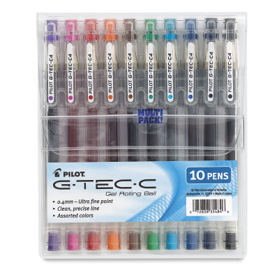 G-Tech-C Rolling Ball Gel Pens - Front of clear plastic package of 10 color pens