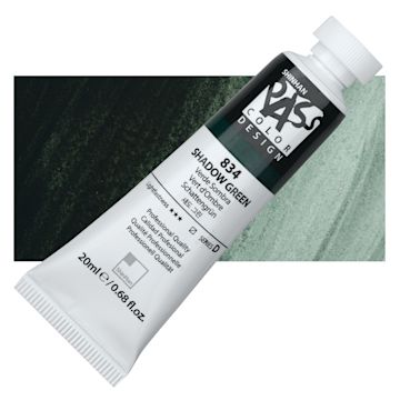 Open in modal - ShinHan Pass Colors Opaque Watercolor Tube - Shadow Green, 20 ml tube and swatch