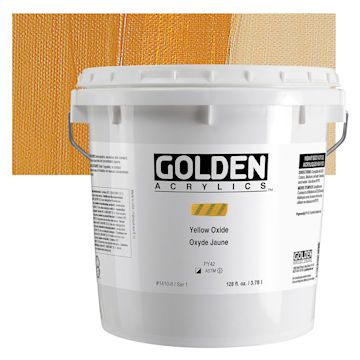Open in modal - Golden Heavy Body Acrylic Paint - Yellow Oxide, 128 oz Jar and swatch