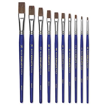 Open in modal - Blick Scholastic Pony Brush Set - Bright, Short Handle, Set of 10