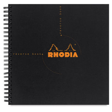 Rhodia Reverse Wirebound Notebook - Black, Graph, 8-1/4" x 8-1/4"